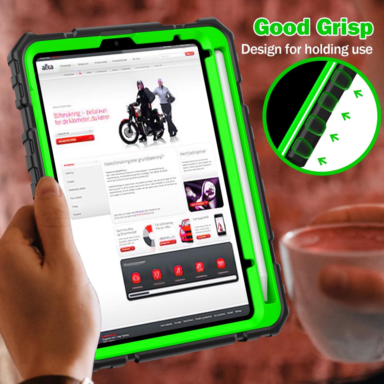 Grifobes Case for iPad mini 7 (A17 Pro) 2024 / Mini 6 2021 8.3 inch, Heavy Duty Shockproof Rugged Cover with Pencil Holder Stand, for I Pad Mini 7th/6th Gen 8.3" Case (Black+Green)