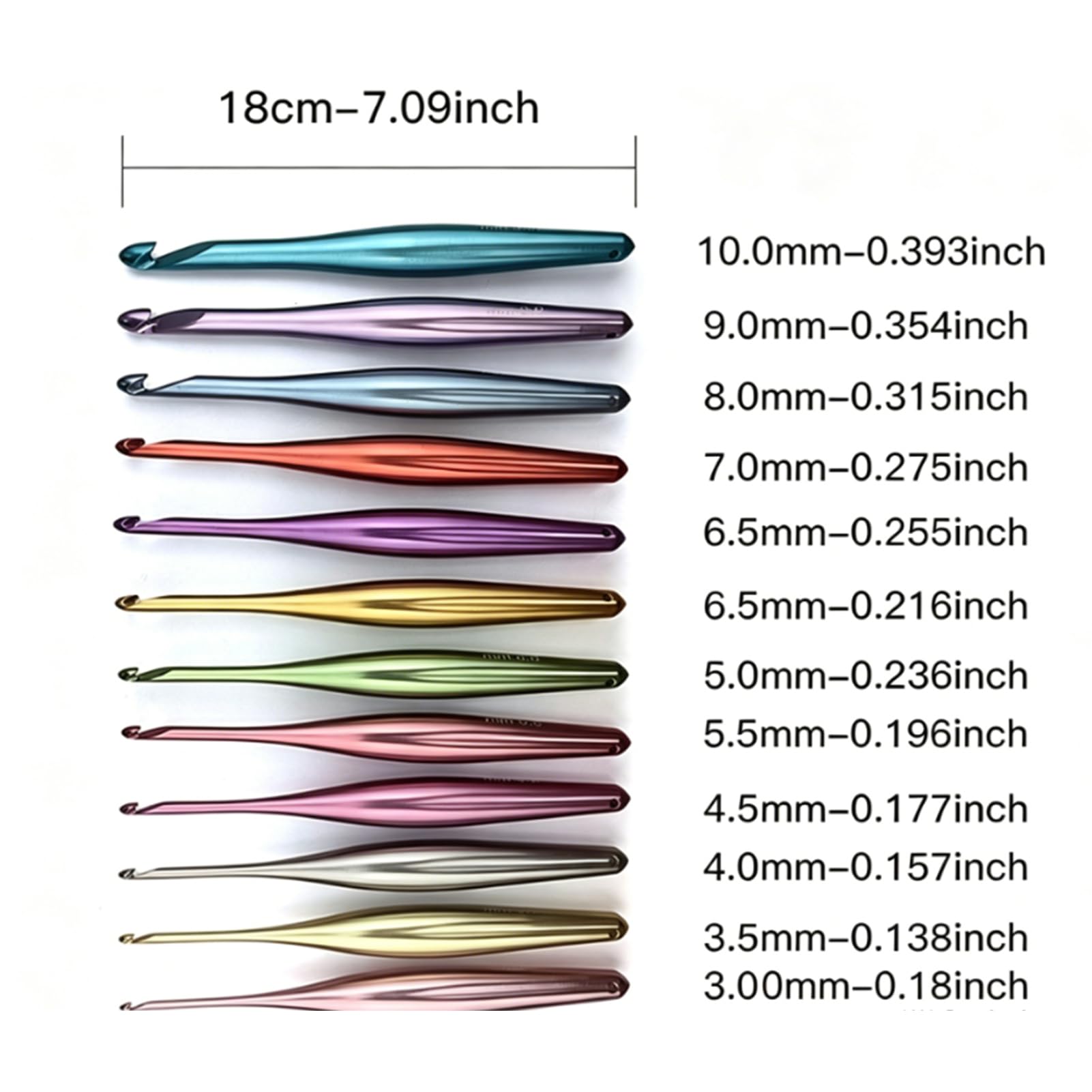 Rengue Juego de Agujas de Ganchillo de 12 Tamaños, Aluminio de 3,0 a 10 Mm con Estuche de Viaje Kit de Agujas de Ganchillo Ergonómicas Codificadas por Colores Puntas Lisas para Mantas Bufandas