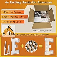 Vista 2 de Letras iluminadas de marquesina de 4 pies, letras grandes de marquesina, marco de globos de mosaico, letras grandes para decoración de compromiso