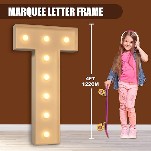 Miniatura 2 de Tongjoy Letras iluminadas de 4 pies, letras iluminadas de marquesina, letras gigantes grandes para decoraciones de compromiso, decoración de fiesta