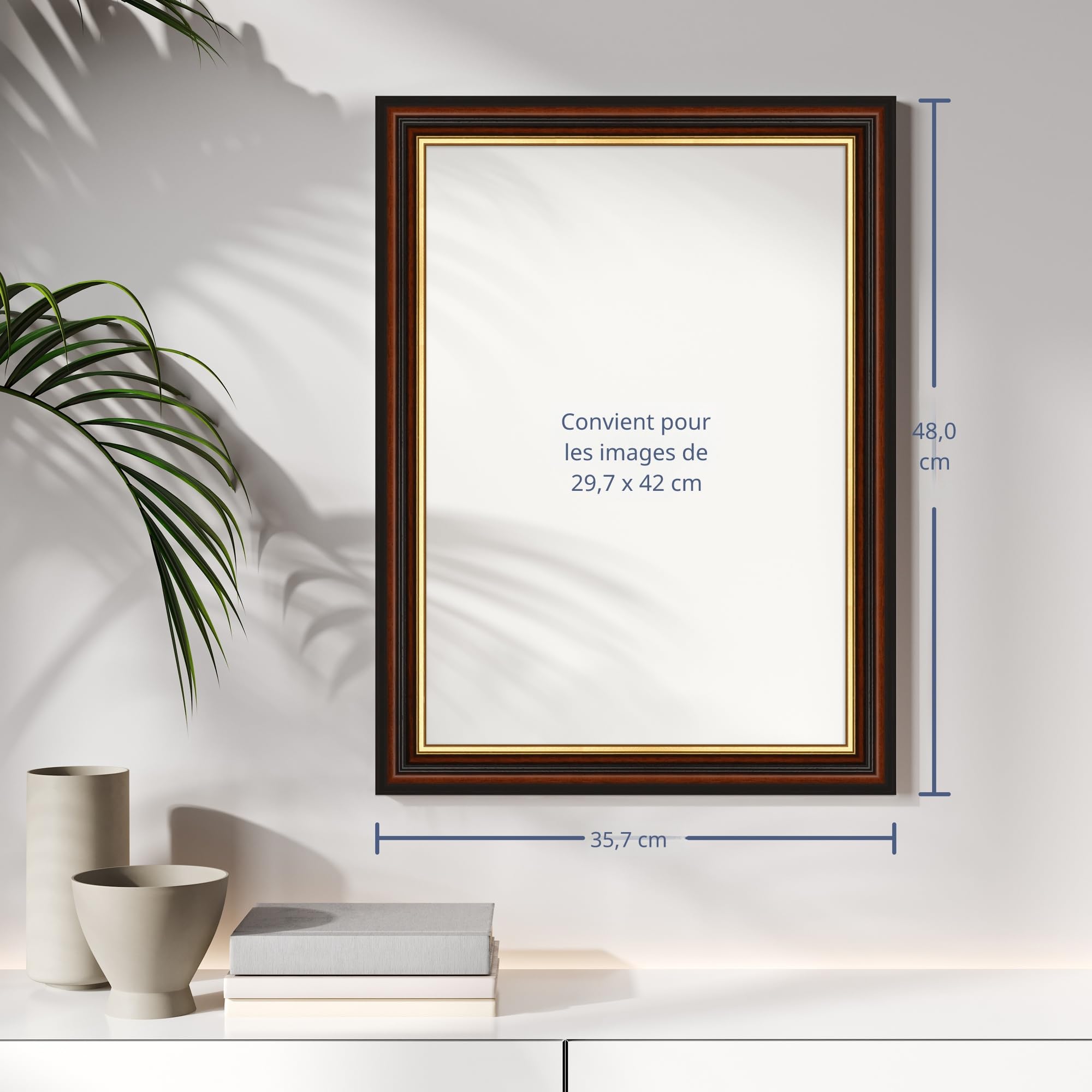 WANDStyle Cadre photo A3 bois, cadre diplome A3 marron, cadres photo pour certificats, cadres photos 30x42 cm vintage, encadrement tableau à suspendre, picture frame H015 - Made in Germany