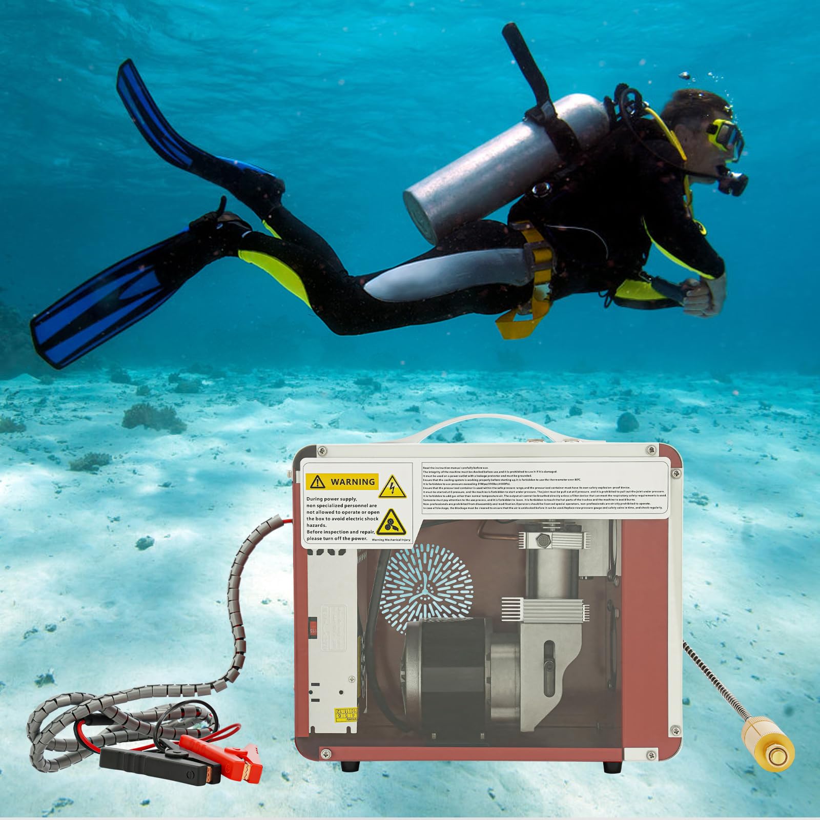 Compresor de aire portátil PCP 310bar, alimentado por 12V DC batería de coche o casa 230V AC, botellas de buceo, neumáticos de alto rendimiento, compresor de prueba de tuberías