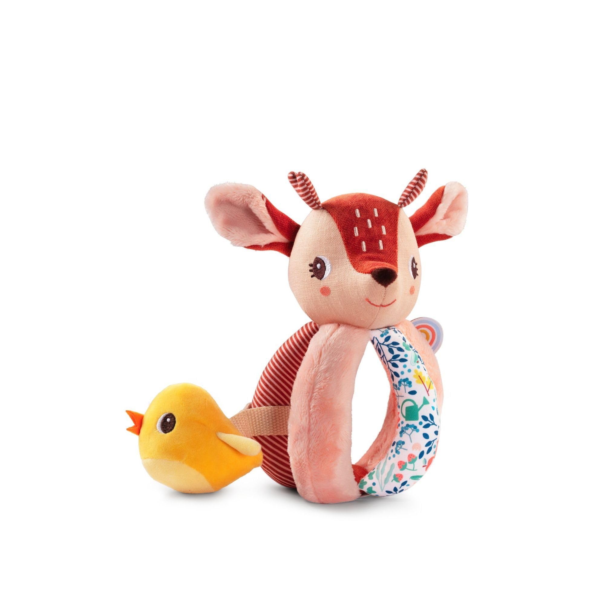 LILLIPUTIENS - Stella the Fawn Handle Rattle - Interactive Baby Toy with Hidden Friend and Easy-to-Grip Handles - Stimulates Motor Skills and Senses - From Birth - 83368