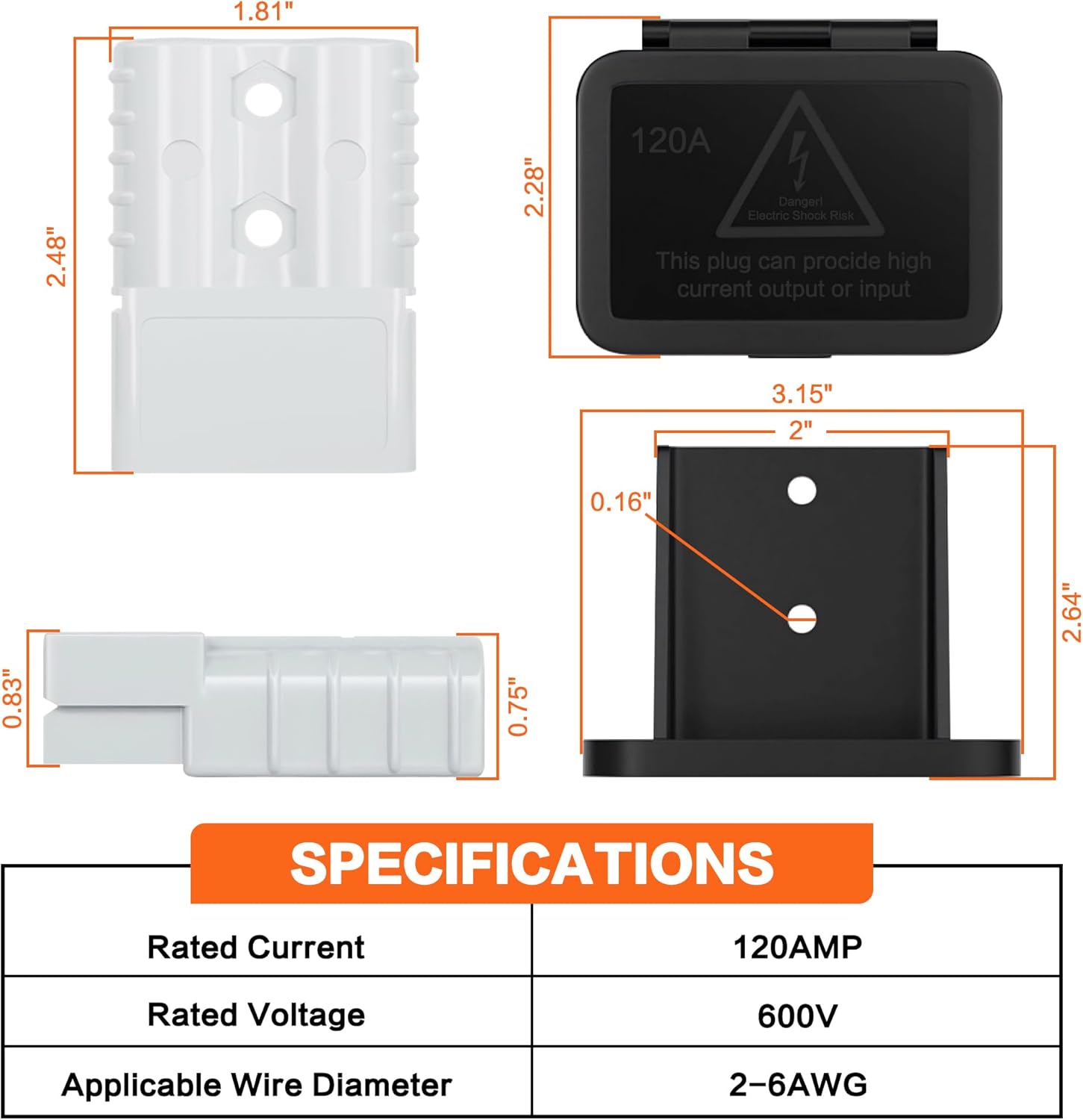 IZTOSS 120 Amp Battery Quick Connect/Disconnect Connector Mounting Panel with Cover for Cars, Bicycles, ATV Winches, Lifts, Motors and More (Gray-2pcs)