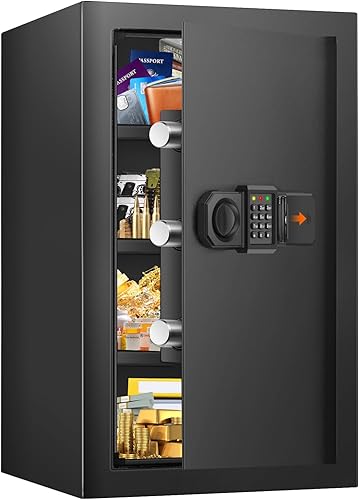 Caja fuerte ignífuga grande de 5.2 pies cúbicos para uso doméstico, caja fuerte digital para el hogar, resistente al agua y al fuego con llaves de