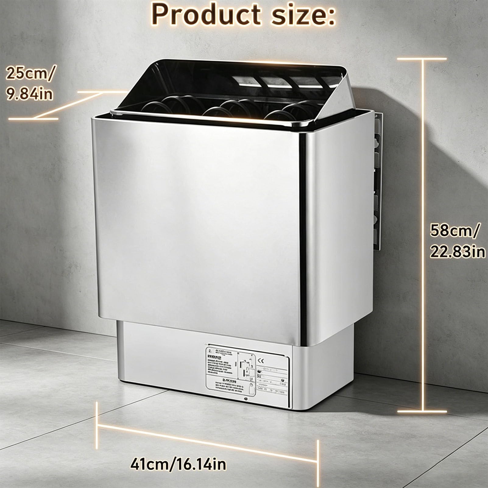 Saunaofen, elektrischer Saunaofen aus Edelstahl, Trockensaunaofen, Raumheizung mit Drehknopf und Fernbedienung, ideal für Wellness- und Spa-Bereiche im Haus 220V-9KW