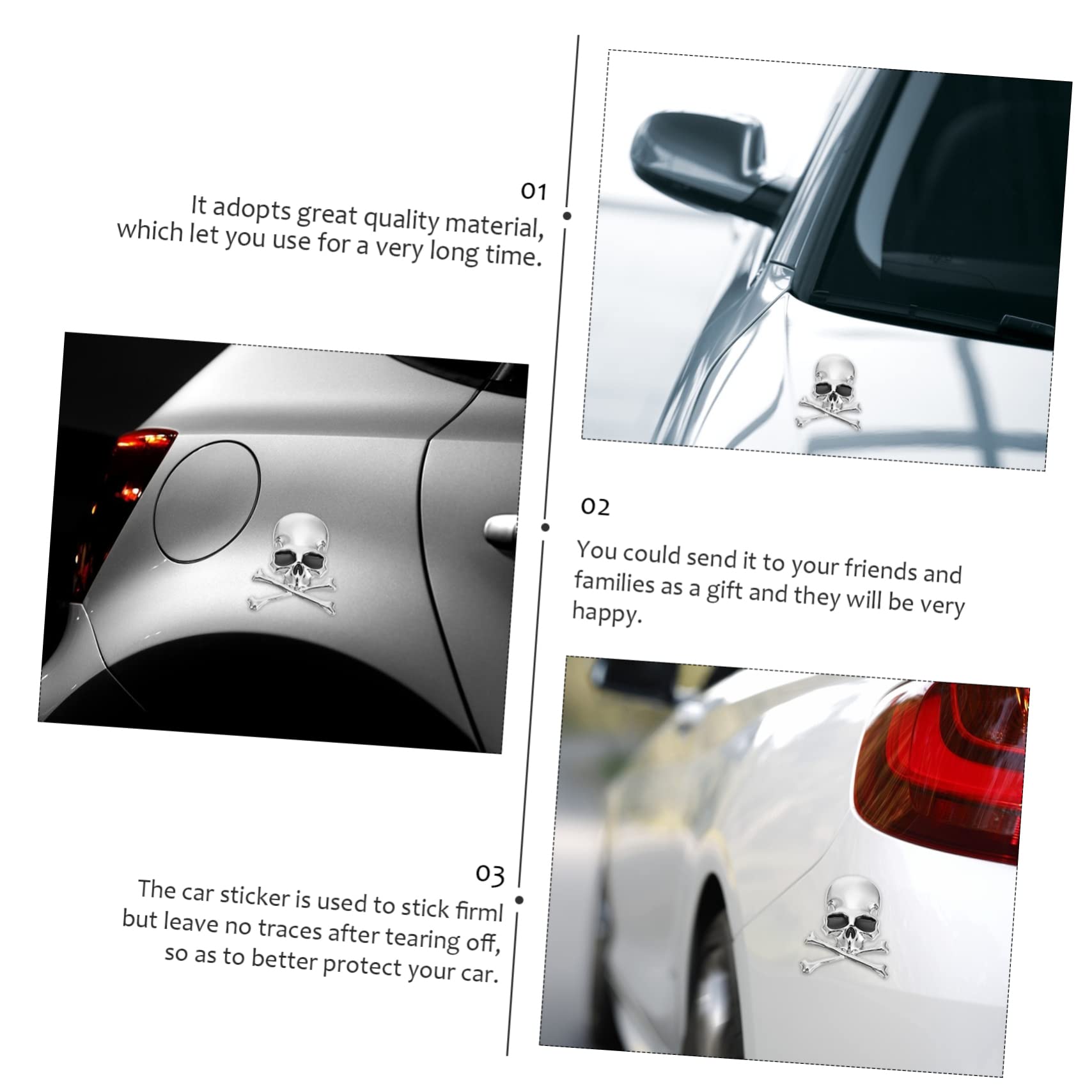 ULTECHNOVO 12stücke Silbern Schädel Autoaufkleber Dekorative Wandsticker Für Fahrzeuge Motorräder Fenster Und Mehr Einfach Anzubringen Hinterlässt Keine Rückstände Einzigartiges Design