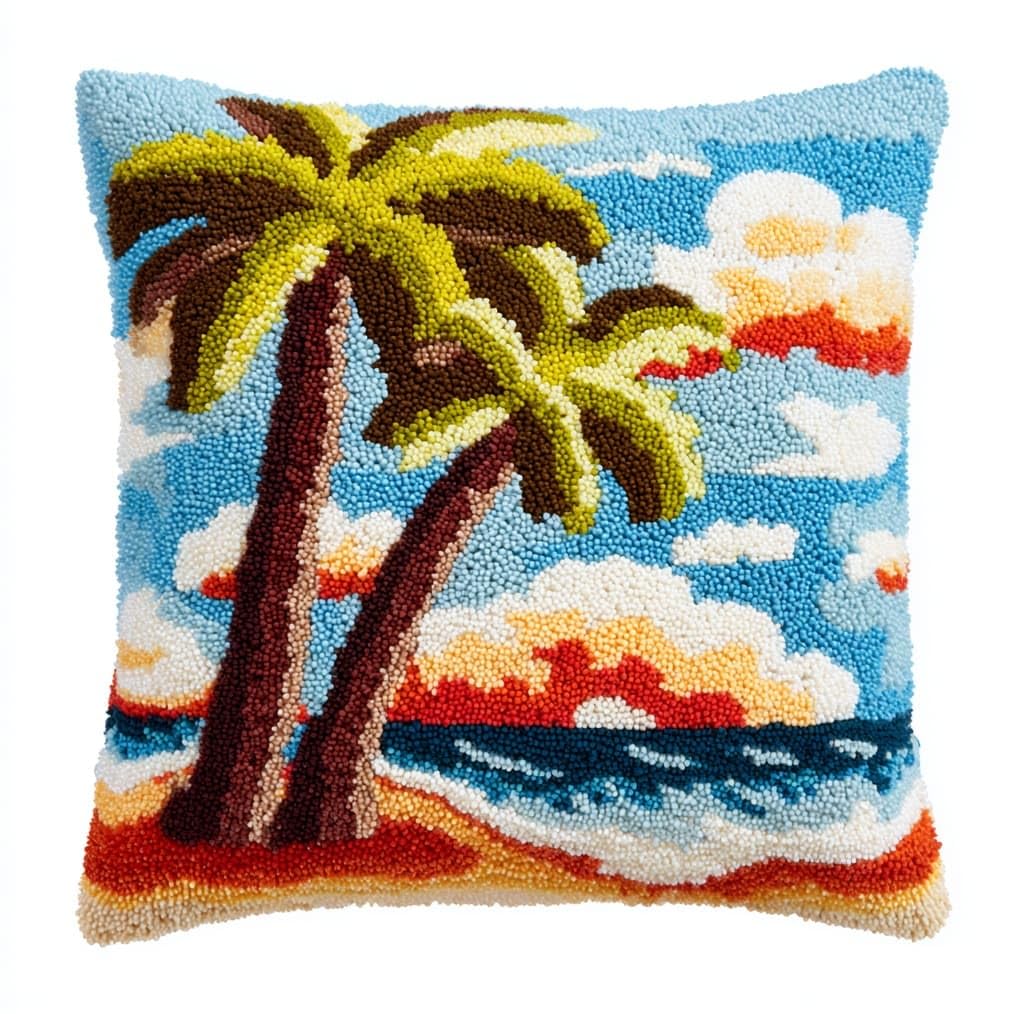 AxiangziK Latch Hook Cushion Kits for Adults,Coconut Trees