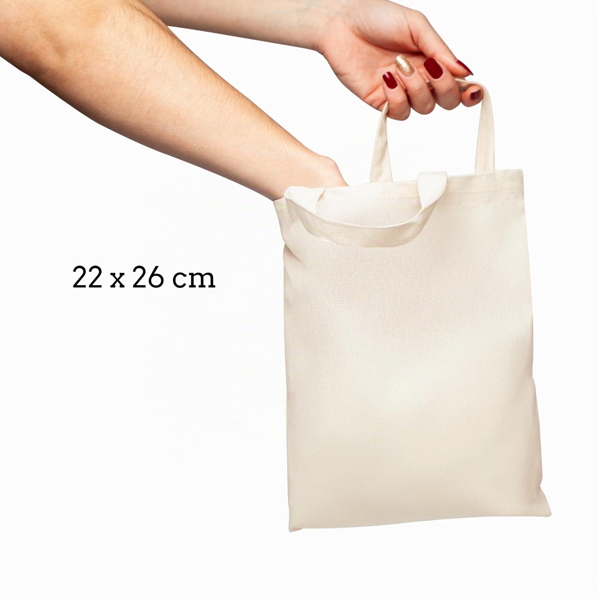 ELES VIDA Borsa in cotone non stampata, due manici lunghi OEKO-TEX®, borsa a mano, borsa di cotone, borsa per la spesa, borsa di juta, borsa in tessuto, 100 Taschen, Minimal