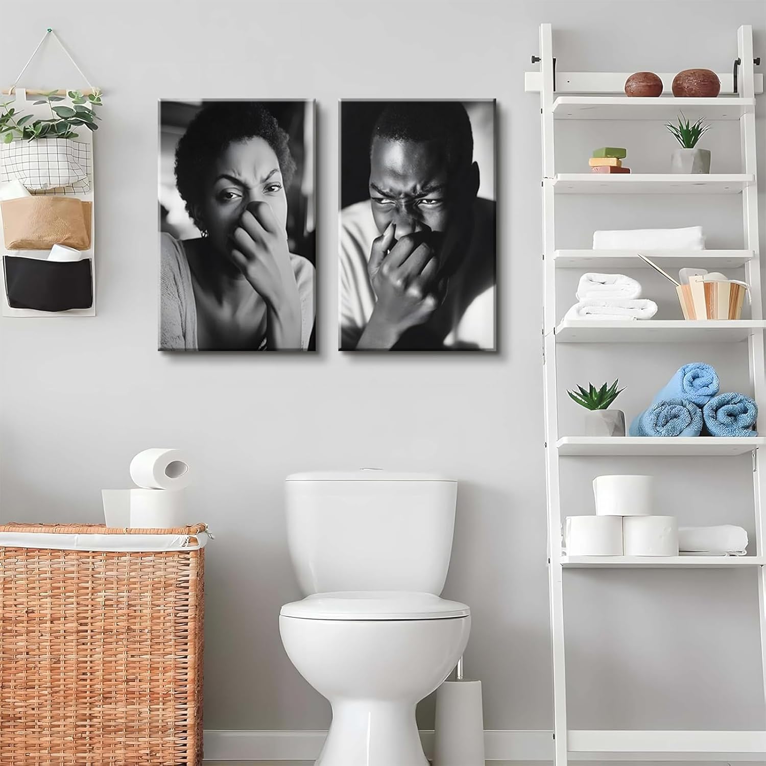 2Pcs Funny Bathroom Canvas Wall Art Black and White Comedy Movies Posters Wall Decor Funny Toilet Humor Smell Artwork Prints Friday Bathroom Painting Pictures Ready to Hang (8x10in Canvas) - Image 7