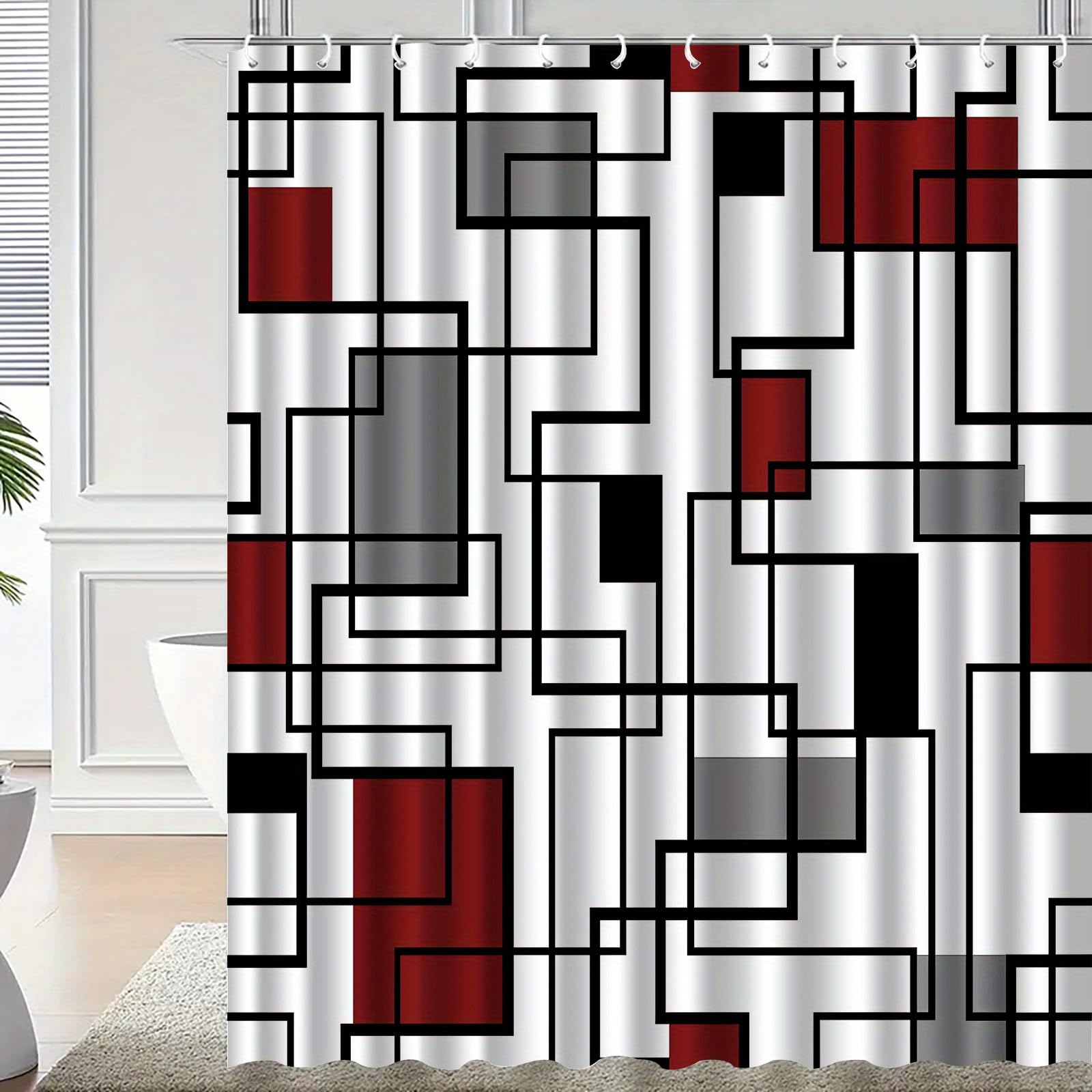 GLWDMB 1 Piece 120x180CM Geometric Pattern Printed Shower Curtain With Hook, Polyester Fabric, For Windows And Walls, Bathtub, Bathroom, Machine Washable, All Season Universal