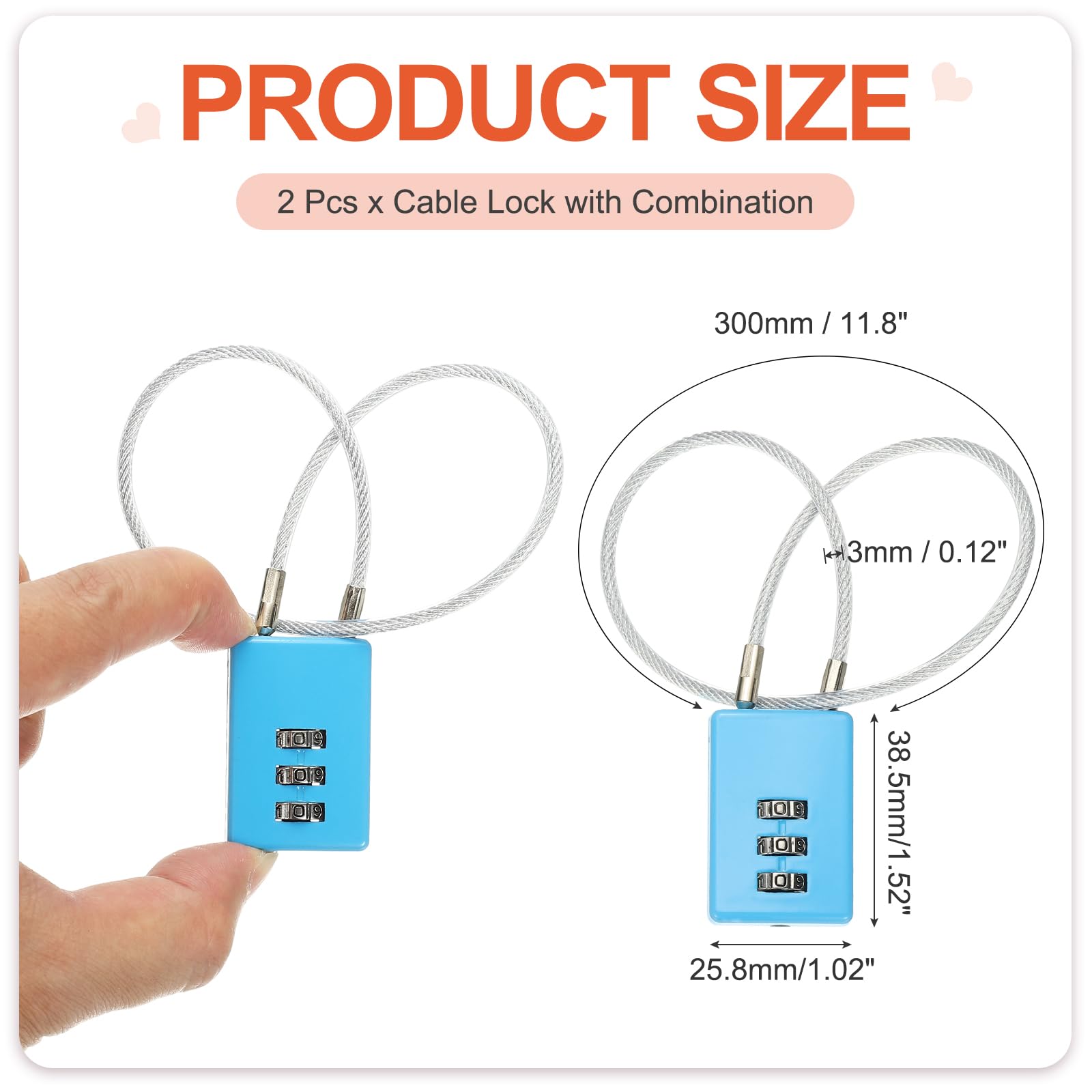 PATIKIL 3 Digit Cable Combination Lock - Image 2