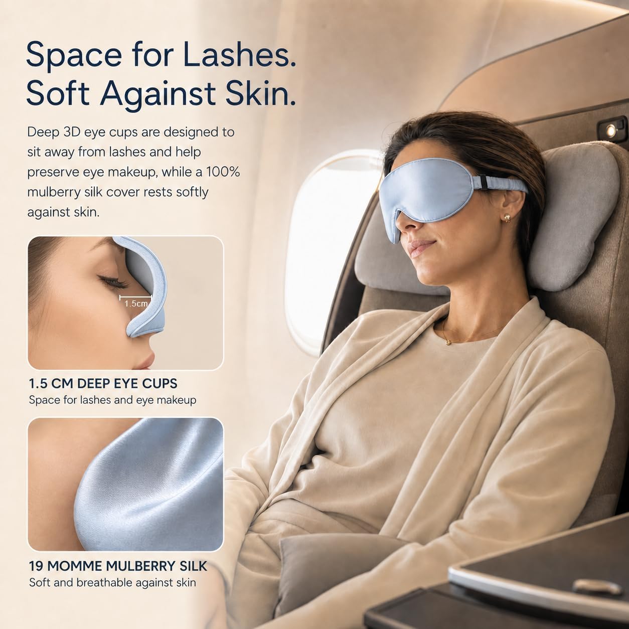 3D Silk Blackout Contoured Eye Mask for Sleep and Travel