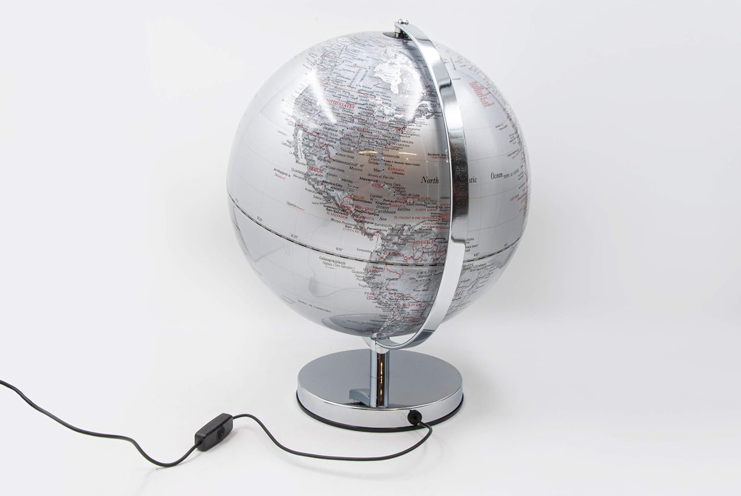 Mascagni Globe Diameter 30 cm Metallic Grey Light Up and Become Ivory and Grey
