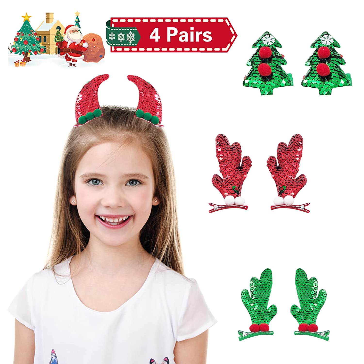 Pasador De Pelo De Navidad Con Lazo – Horquilla Decorativa Con Impresión Festiva, Accesorio Perfecto Para Celebraciones Navideñas