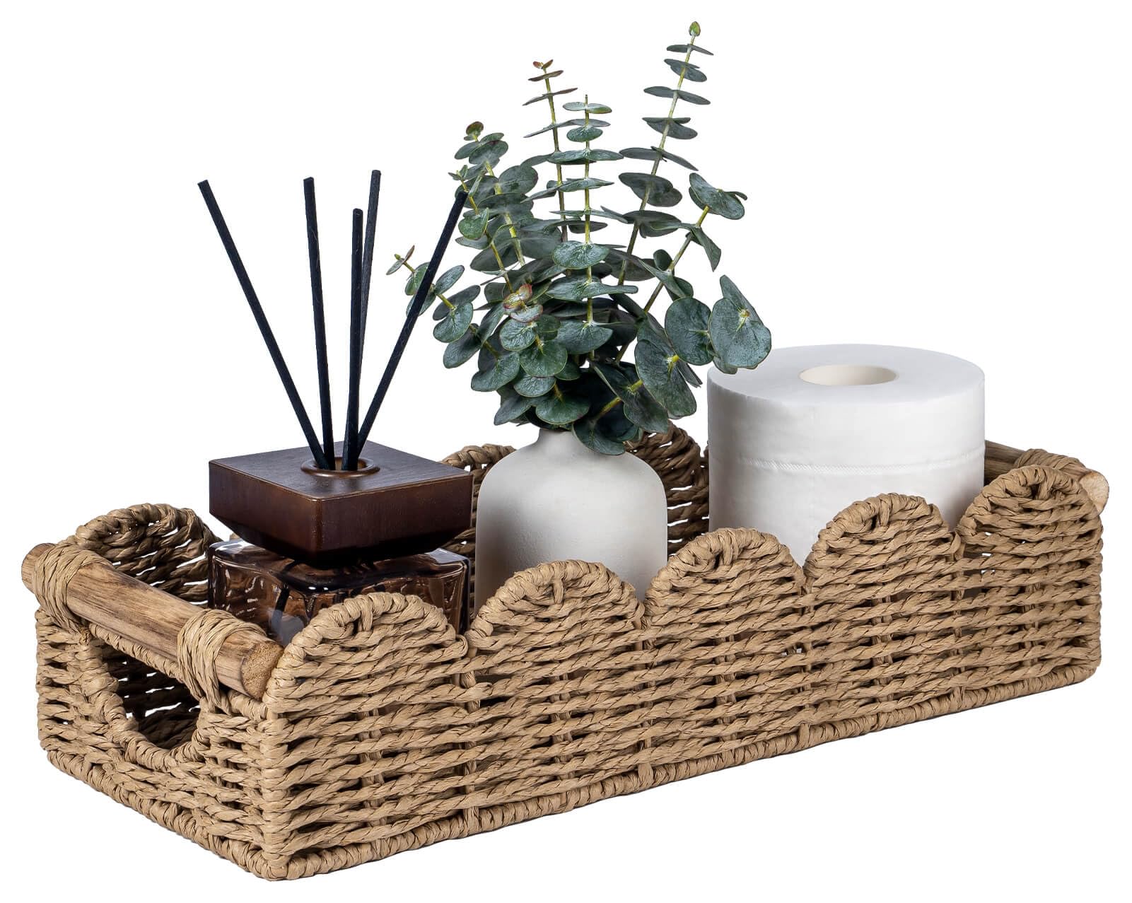 CubesLand Bathroom Basket Organizer, Toilet Decor Basket W/Cut Out Handle