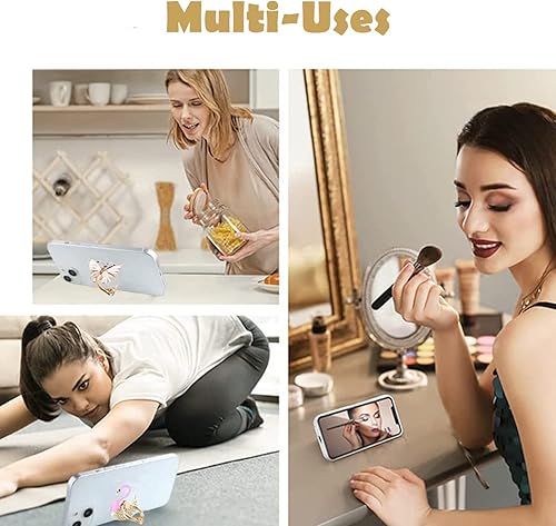 Miniatura 7 de Paquete de 4 soportes para anillo de teléfono, agarre de mariposa con diamantes brillantes para teléfono celular, rotación de 360 grados, soporte
