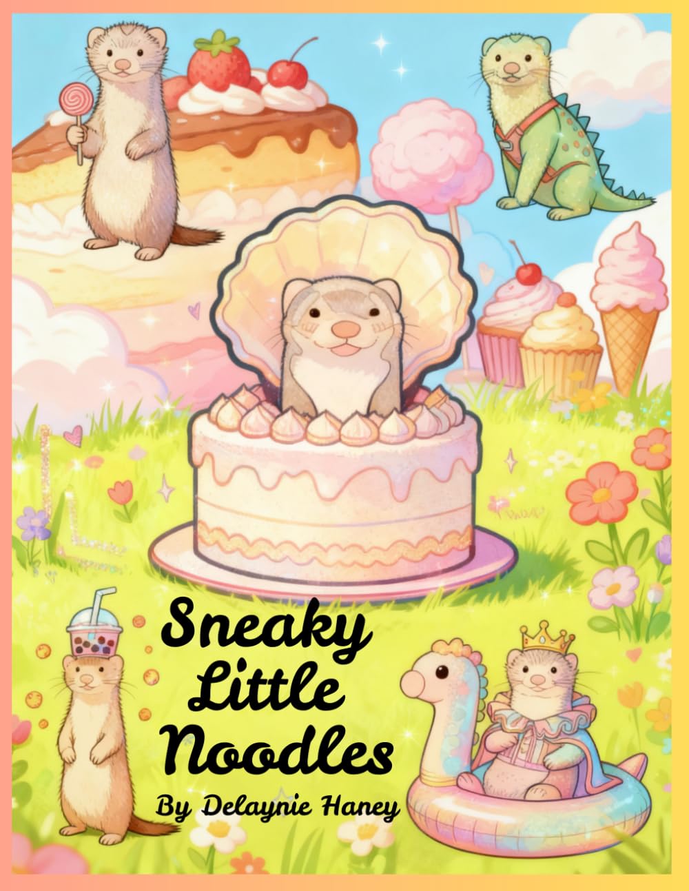 Sneaky little noodles: Cute ferret coloring book to brighten your day