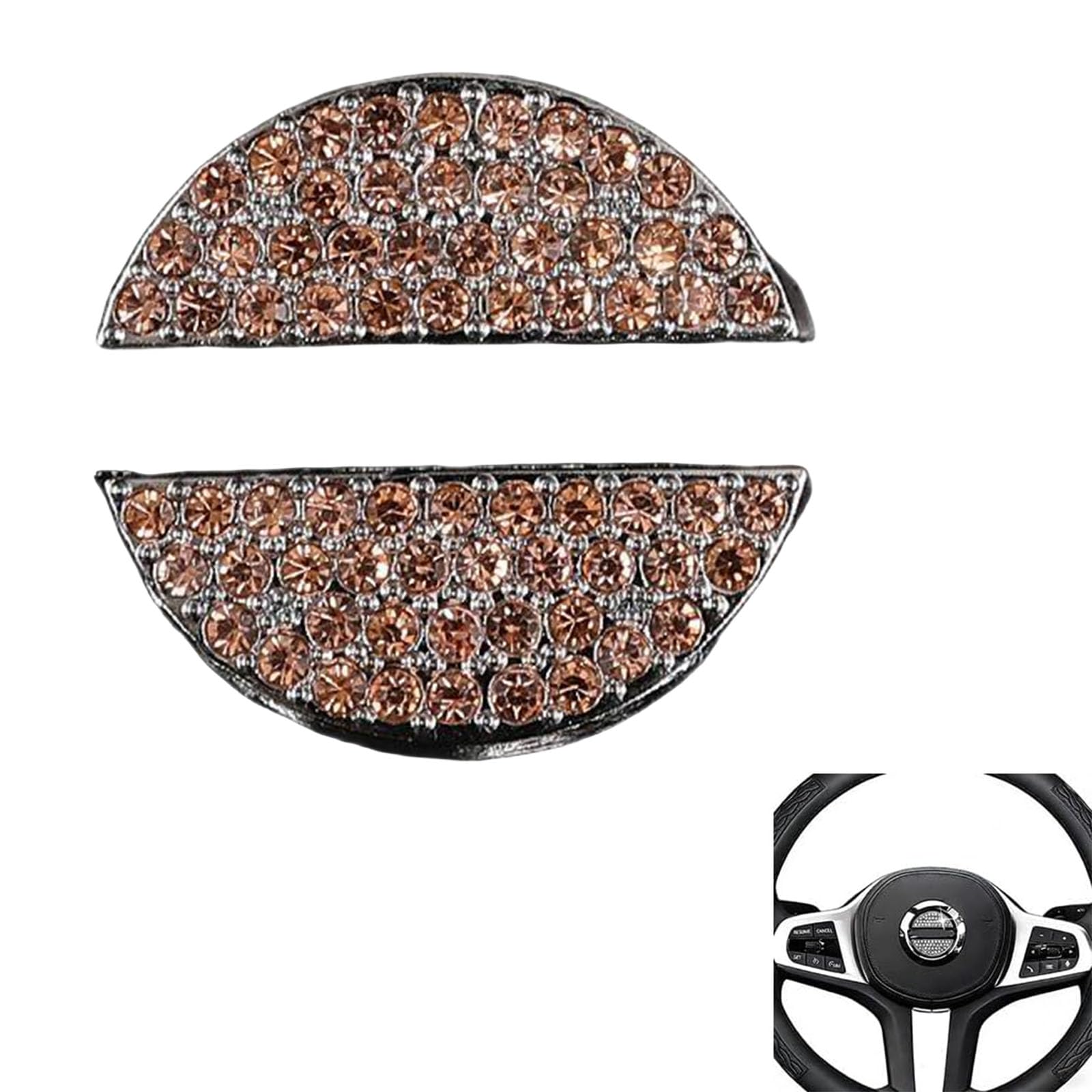 ONEMAJI Steering Wheel Emblem Sticker for Volvo V40 Cross Country 2015-2016, Car Logo Badge Cover Crystal Rhinestone Decal Bling Car Interior Trim Decoration, Gold