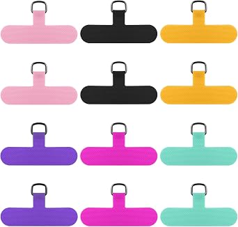 12 Pcs Phone Tether Tab, Safety Lanyard Patch Adjustable Strap, Adjustable and Removable Universal Cell Phone Multifunctional Patch without Adhesive 6 colors