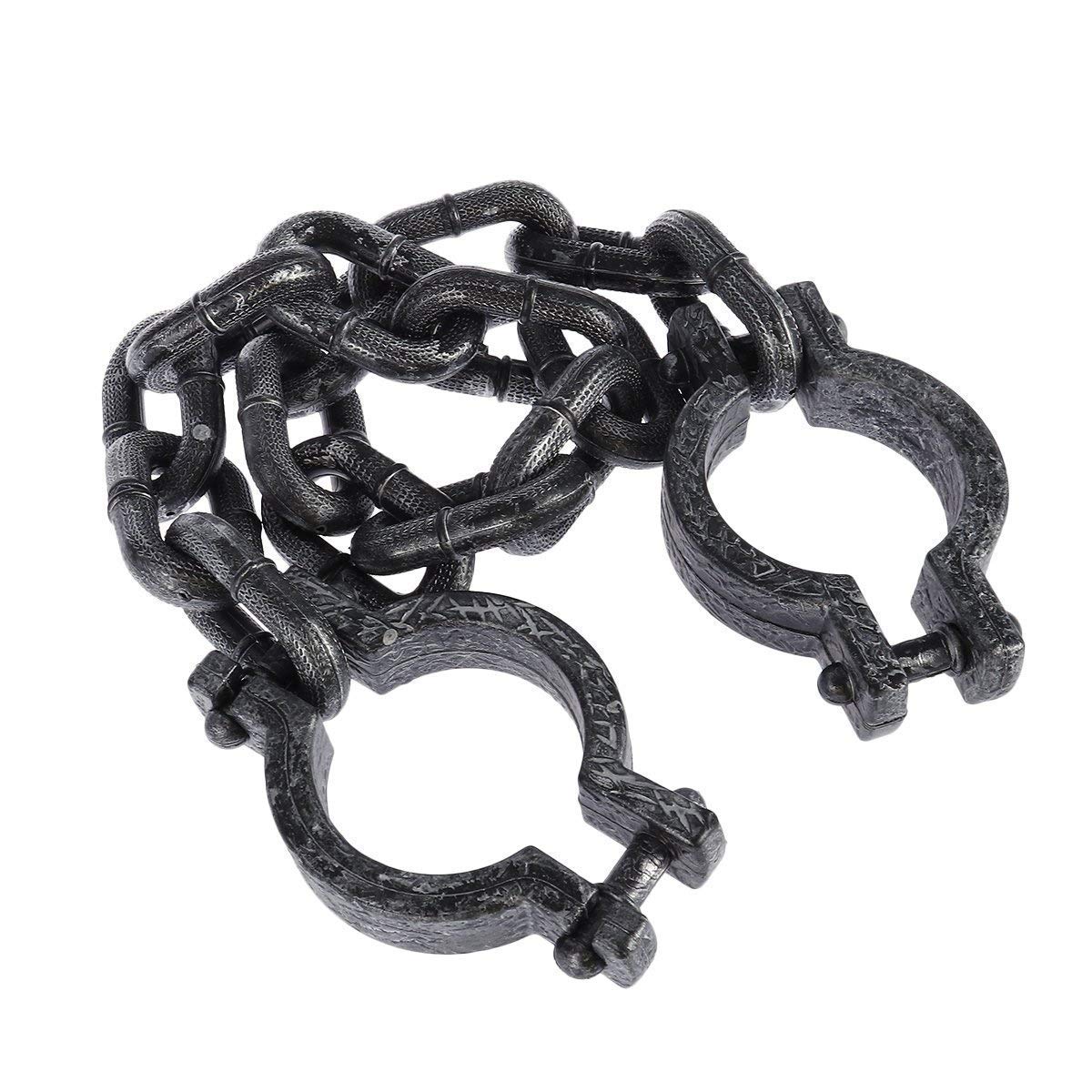 Dzrige Esposas de plástico para Halloween, grilletes de muñeca de prisión, esposas de eslabones de cadena, cadenas de plástico, accesorios de juguete para Halloween, fiesta de disfraces, juego de Dzrige Esposas de plástico para Halloween, grilletes de muñeca de prisión, esposas de eslabones de cadena, cadenas de plástico, accesorios de juguete para Halloween, fiesta de disfraces, juego de