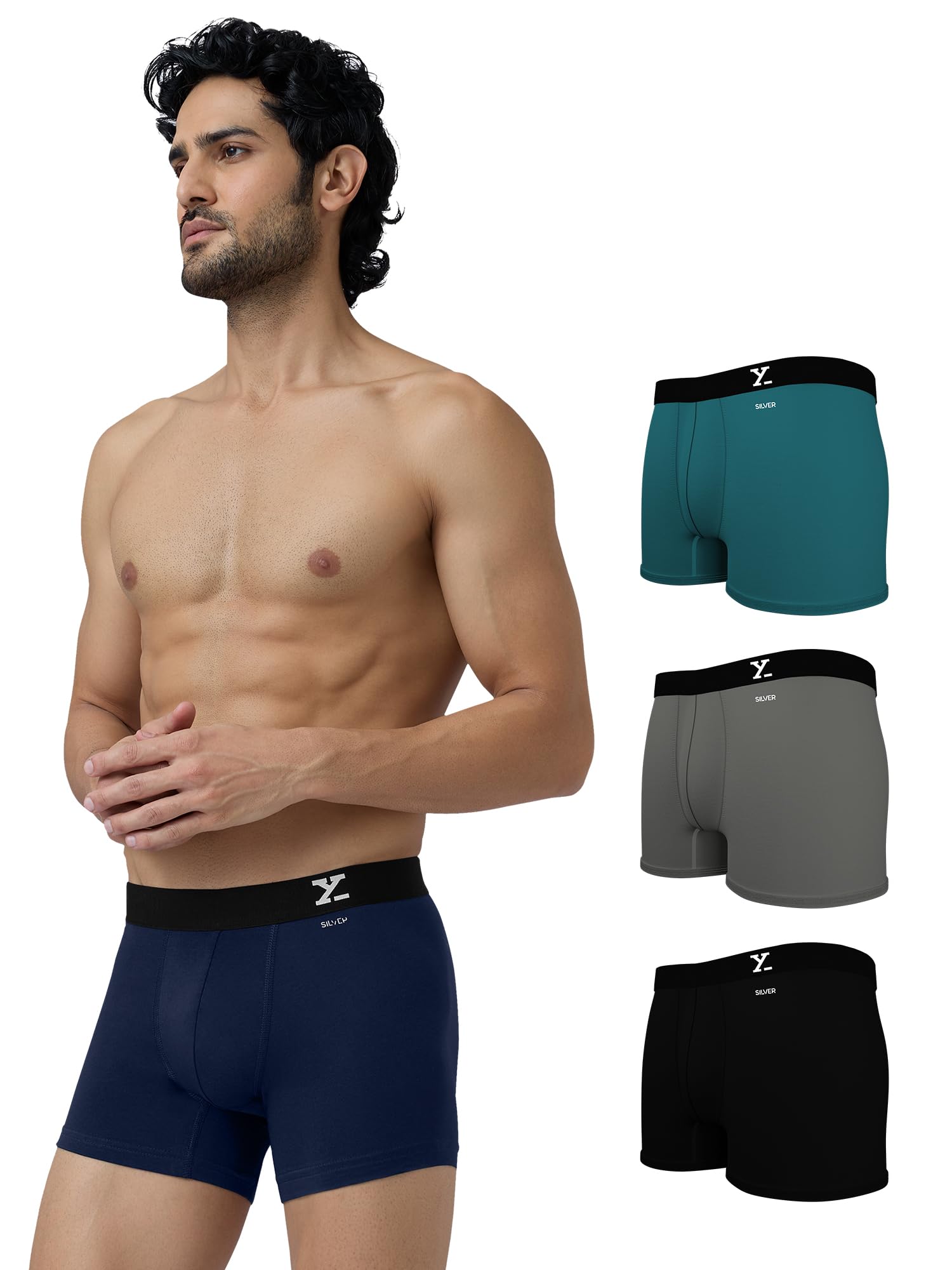 Men's Aero Super Combed Cotton Regular Fit Solid Antibacterial Trunks with No Marks Waistband (Pack of 4)