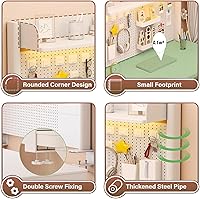 Vista 4 de Estante organizador de escritorio con abrazadera, estantes de almacenamiento de escritorio blancos con sistema de estantería de escritorio