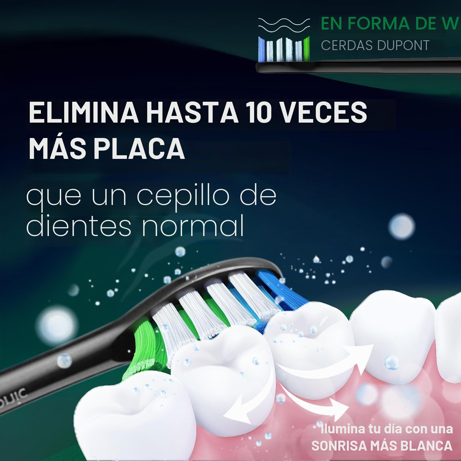 Wagner Stern WHITEN+ Edition. Cepillo de dientes eléctrico blanqueador con sensor de presión. Ofrece 5 modos de cepillado, 3 intensidades, 8 cabezales de cepillo suaves y un estuche de viaje de lujo.