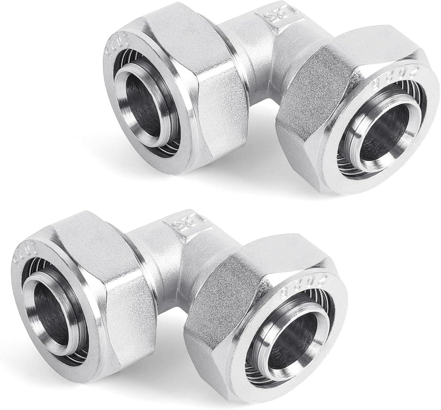 2 PCS 3/4'' Elbow Air Piping Fittings, Air Line Fittings for Compressed Air Line System Kit Brass-Nickel Plated, 200psi Working Pressure