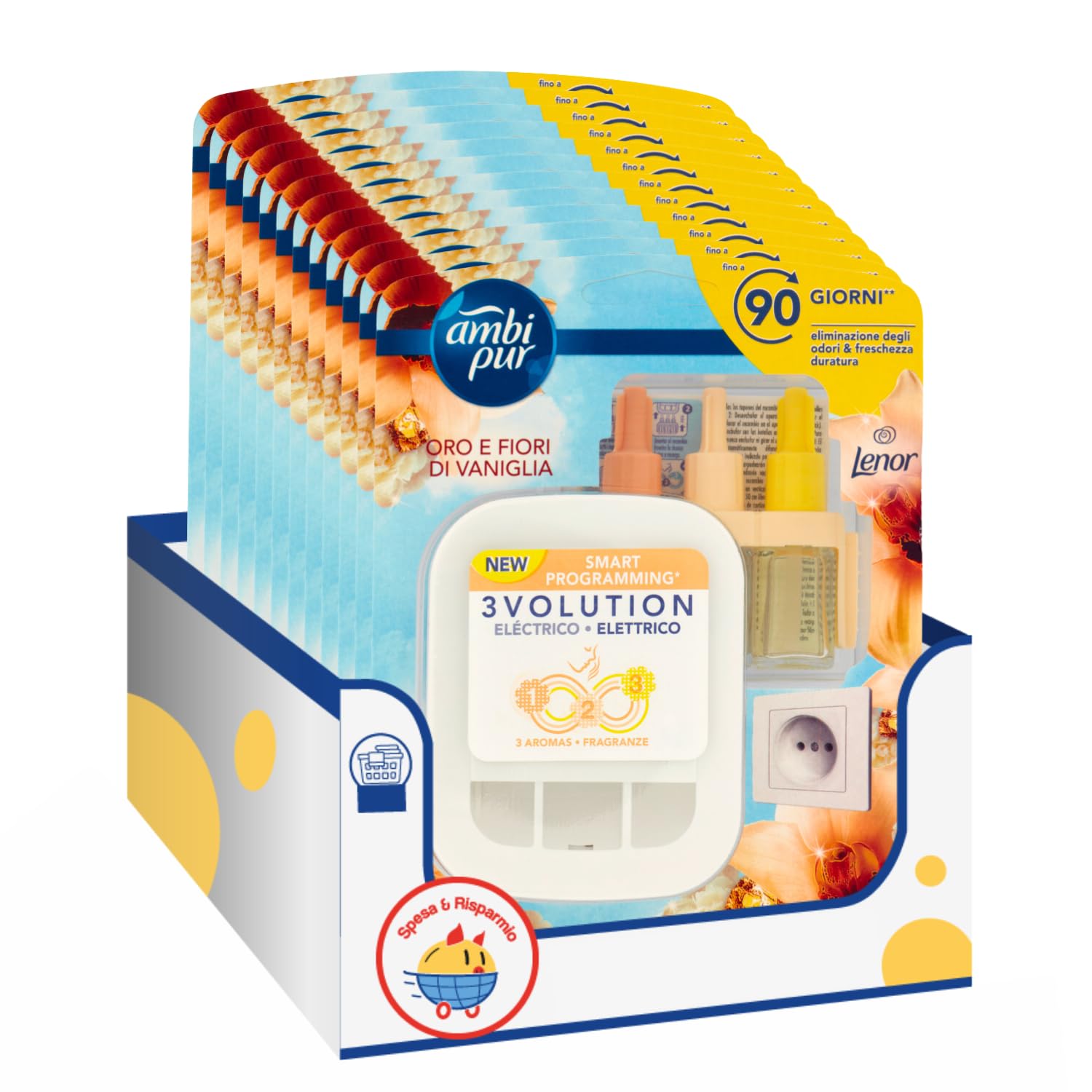 Base Profumatore Elettrico per Ambienti con Ricarica Oro e Fiori di Vaniglia – 20 ml – Variazioni 4/8/12 Pezzi (12)