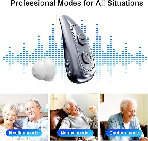 Miniatura 8 de Audífonos para personas mayores, amplificador auditivo OTC de 32 canales y 5 volúmenes con funda recargable y limpiador de sonido para teléfonos con