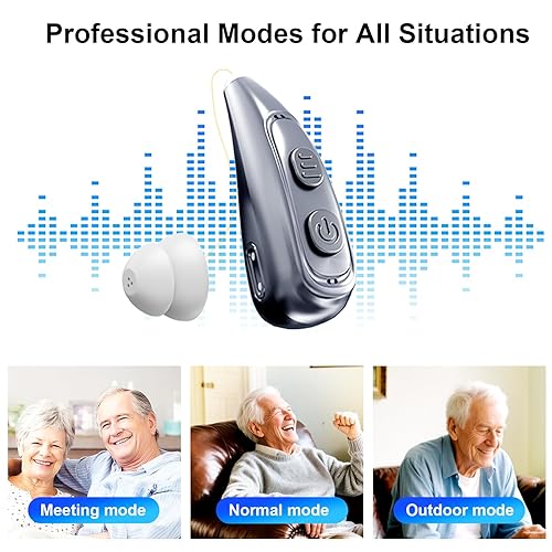 Miniatura 8 de Aparato auditivo para personas mayores, OTC de 32 canales, amplificador de audición de 5 volúmenes con estuche recargable y cancelación de ruido,