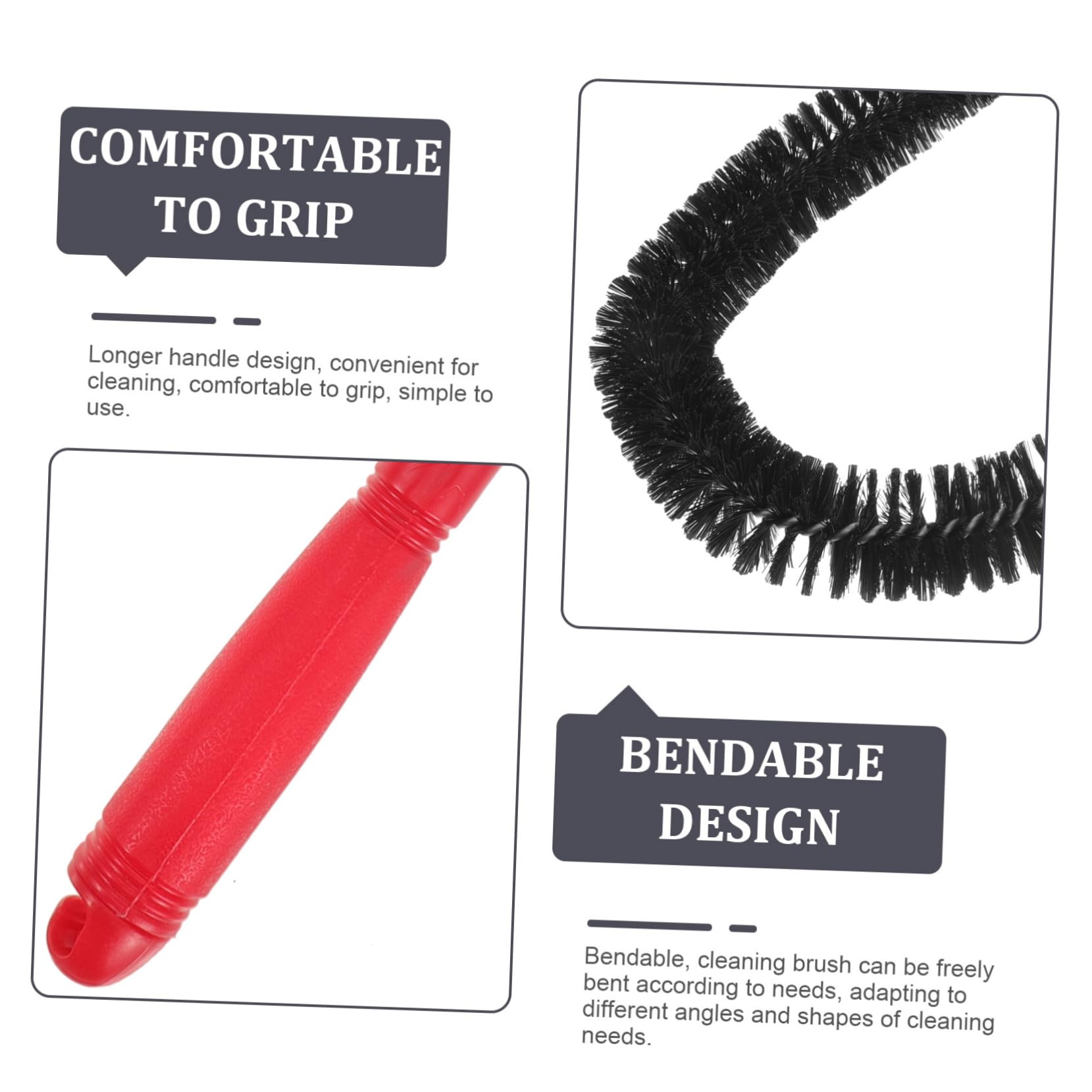 Cabilock 4 Stück Reinigungsbürste Flasche Reiniger Abfluss Bad Bürste Mit Längerem Griff Flexible Bürste Black Nylon