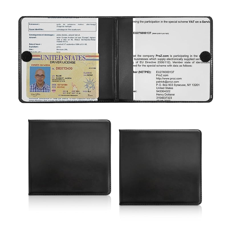 Organizador para Porta-Luvas com Fechamento Dickno para Documentos e Cartões, Preto, Kit com 2 unidades
