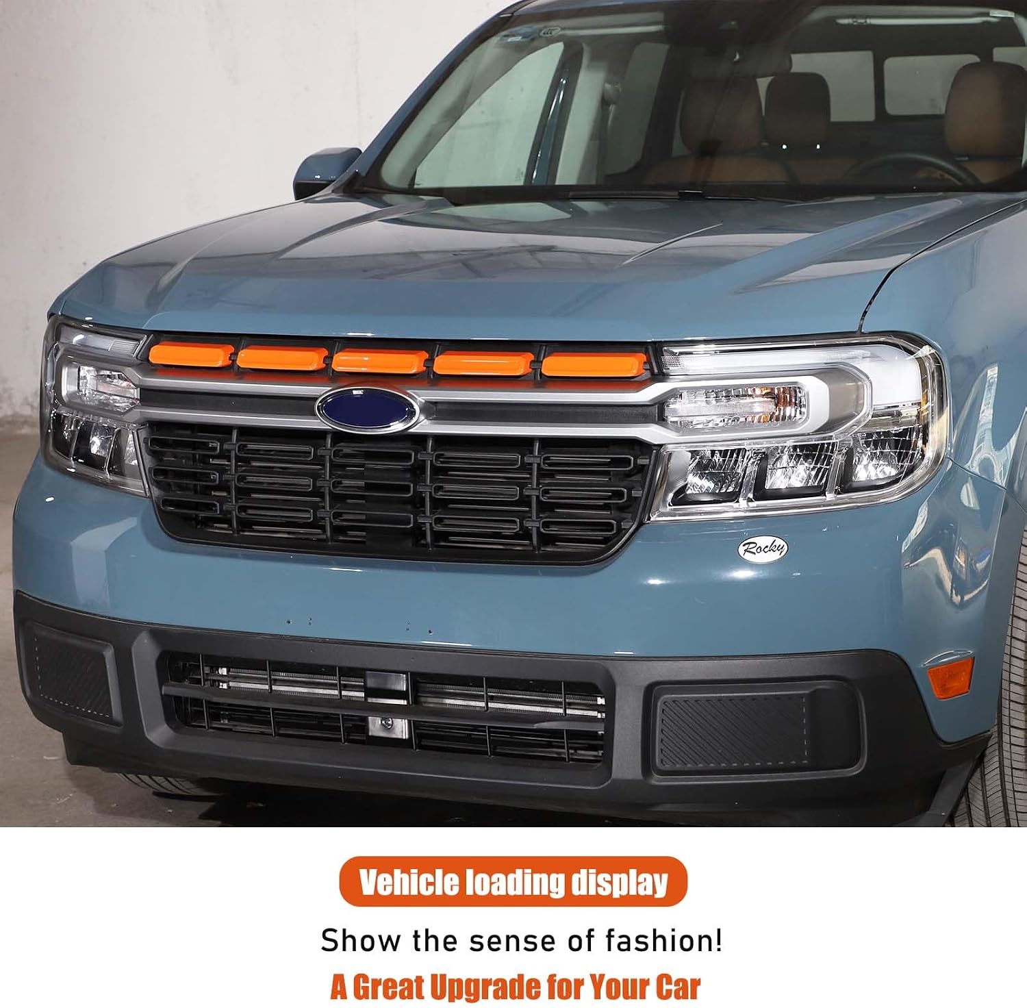 Compatible with Ford Maverick LARIAT 2022 2023 2024 Grille Inserts Cover Trim Car Exterior Decoration Accessories (Orange)