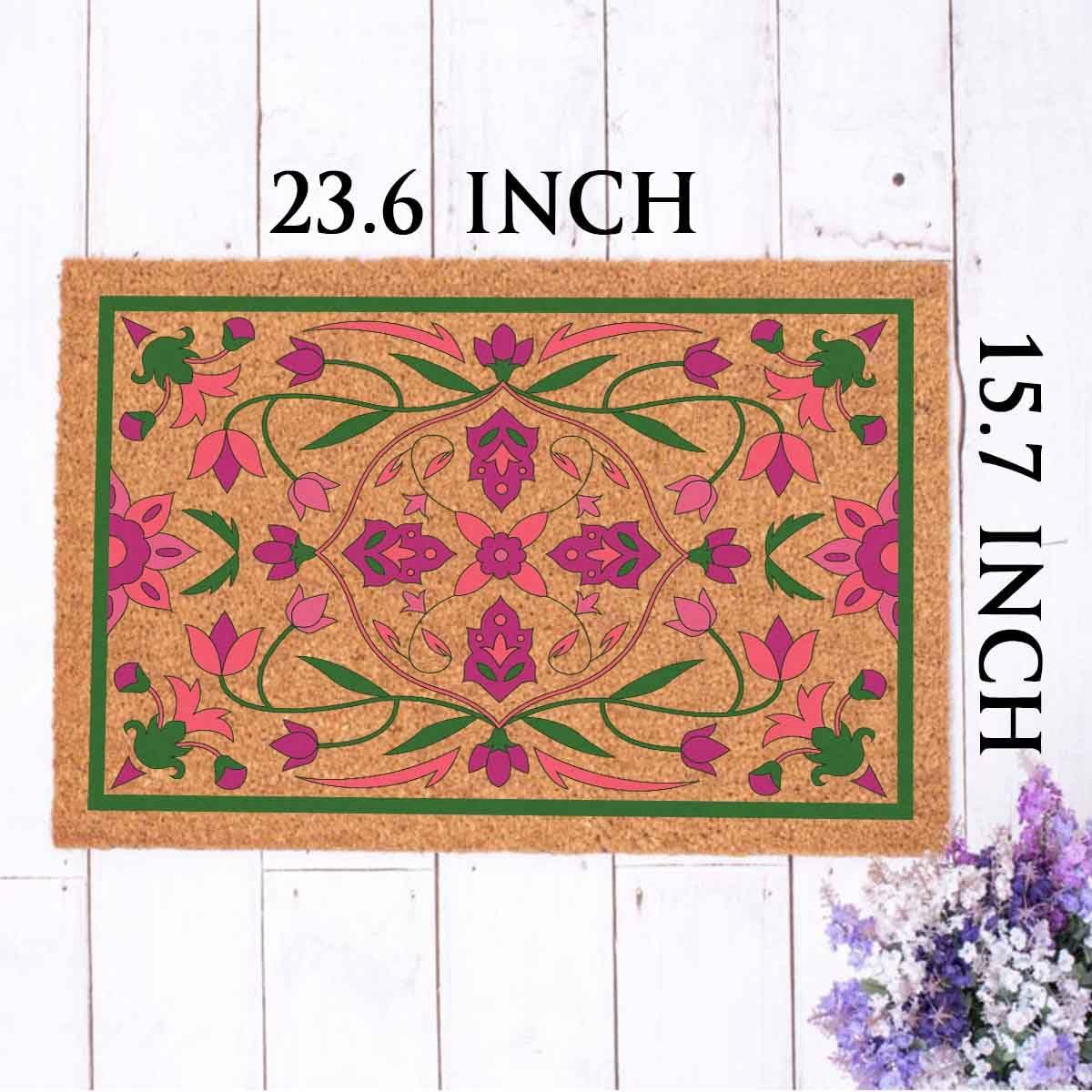 Funny Entryway Outdoor with Heavy Duty Front Porch Patio Welcome Natural Coir Door Mat Novelty House Warming Gift Mat 23.7 x 15.7 inch (Traditional Pattern Design Classic Style Unique Beautiful)
