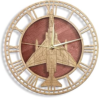 The Geeky Days F-4 Phantom II Fighter-Bomber Airplane Wooden Wall Clock Supersonic Jet Interceptor Aircraft Non Ticking Wall Watch Aviatiors Home Decor