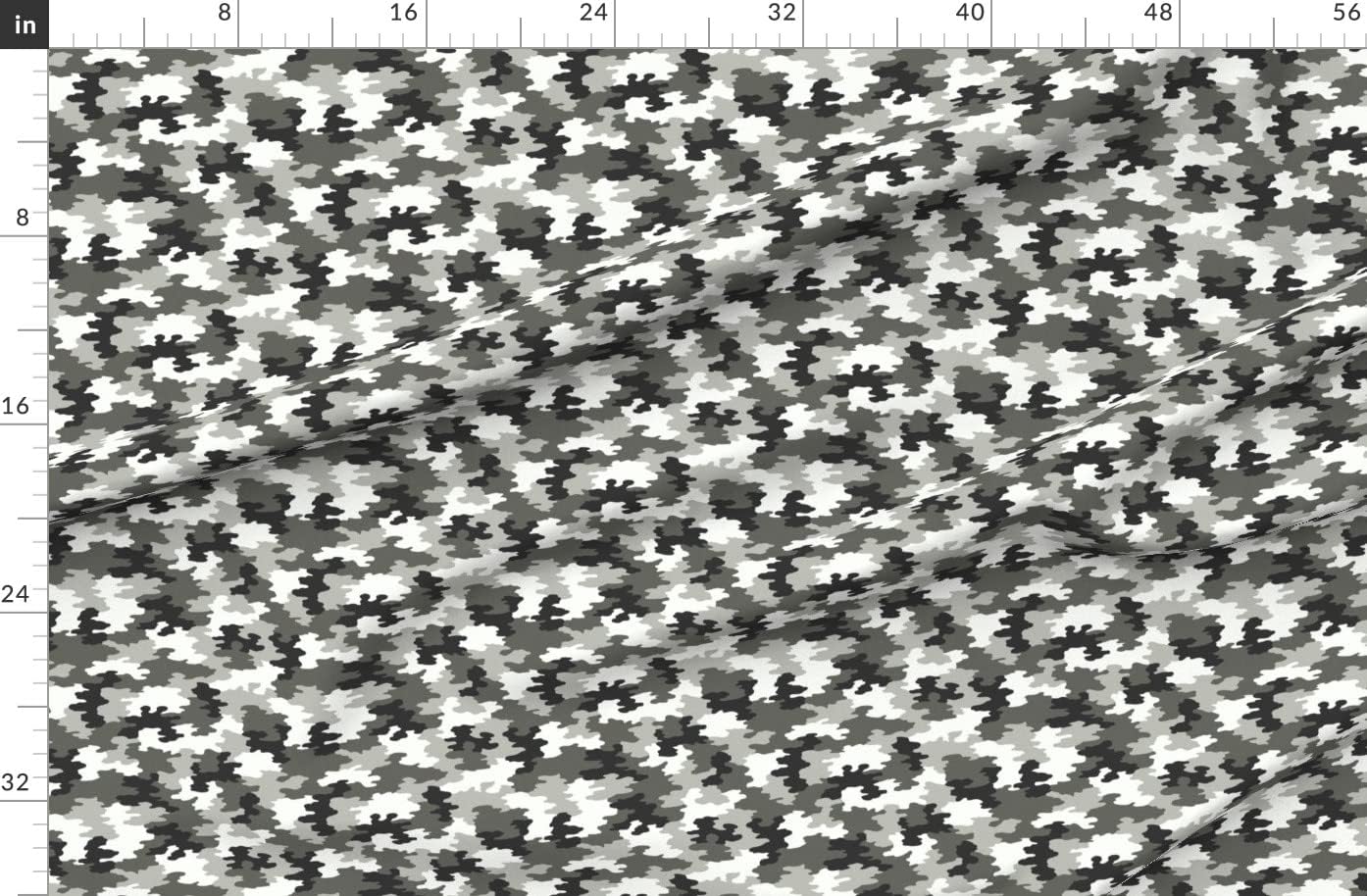 Spoonflower Fabric - Camo Black White Grey Camouflage Army Monochrome Gray Printed on Organic Cotton Sateen Fabric by The Yard - Sewing Quilting Apparel Home Decor