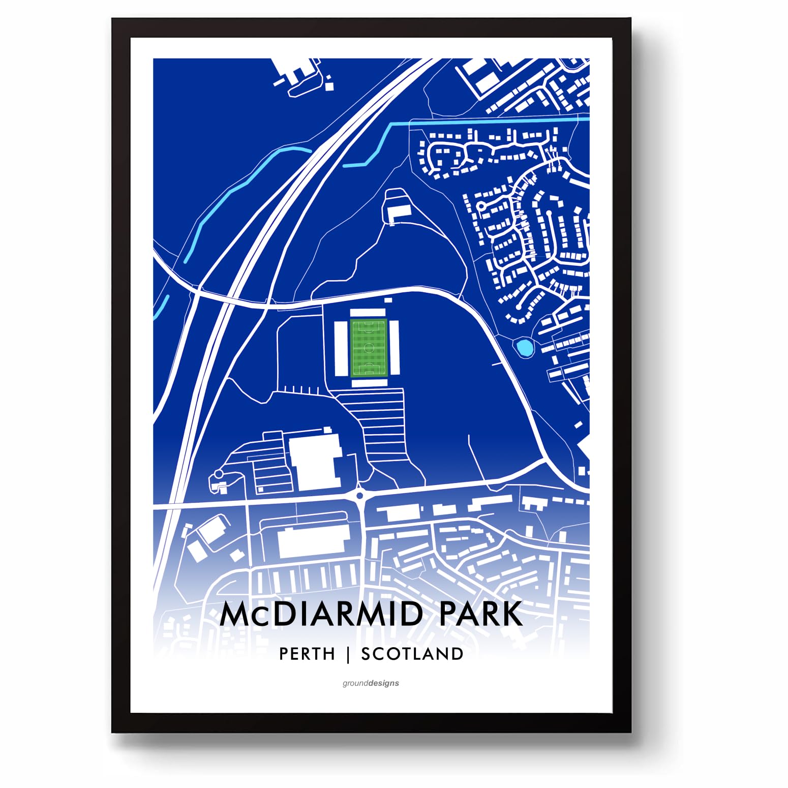 GroundDesigns ST JOHNSTONE FC Football Gift McDIARMID PARK Stadium Art Map Unframed A3 Print SJFC