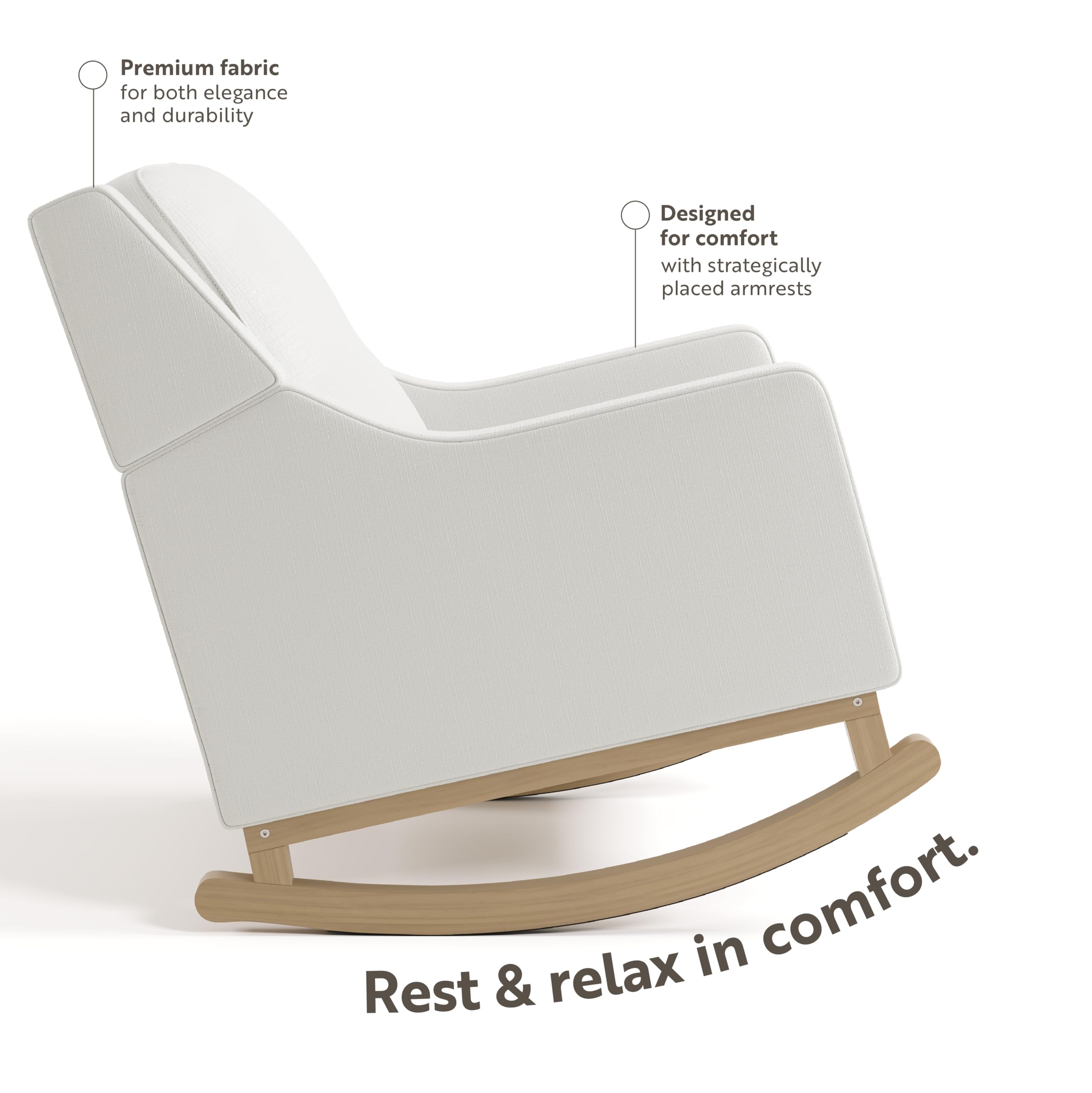 Storkcraft Pasadena Nursery Rocker (Ivory Basketweave with Driftwood) - Upholstered, Rocking Chair for Nursery, Gentle Rocking Motion, Solid Wood Base