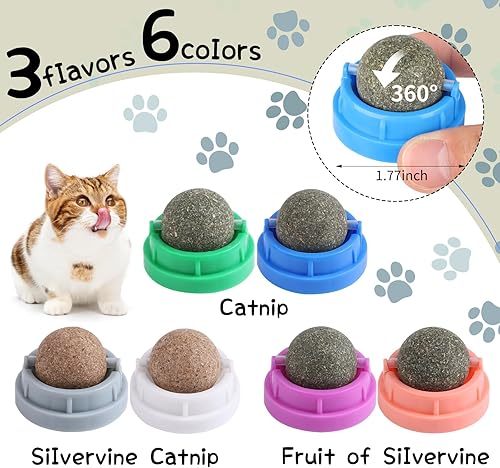 Miniatura 2 de CCINEE 6 bolas de hierba gatera para gatos, juguetes comestibles para gatos para lamer gatos, seguros y saludables, juguetes para masticar, limpieza