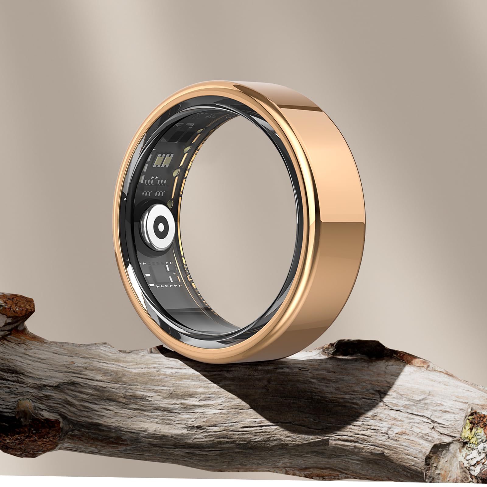 DEKELIFE 2024 Smart Ring Uomo Donna, Anello Smart Fitness Tracker con Frequenza Cardiaca, SpO2, Monitoraggio del Sonno, 100+ Modalità Sport Impermeabil IP68 per Android e iOS, Misura 9, Oro