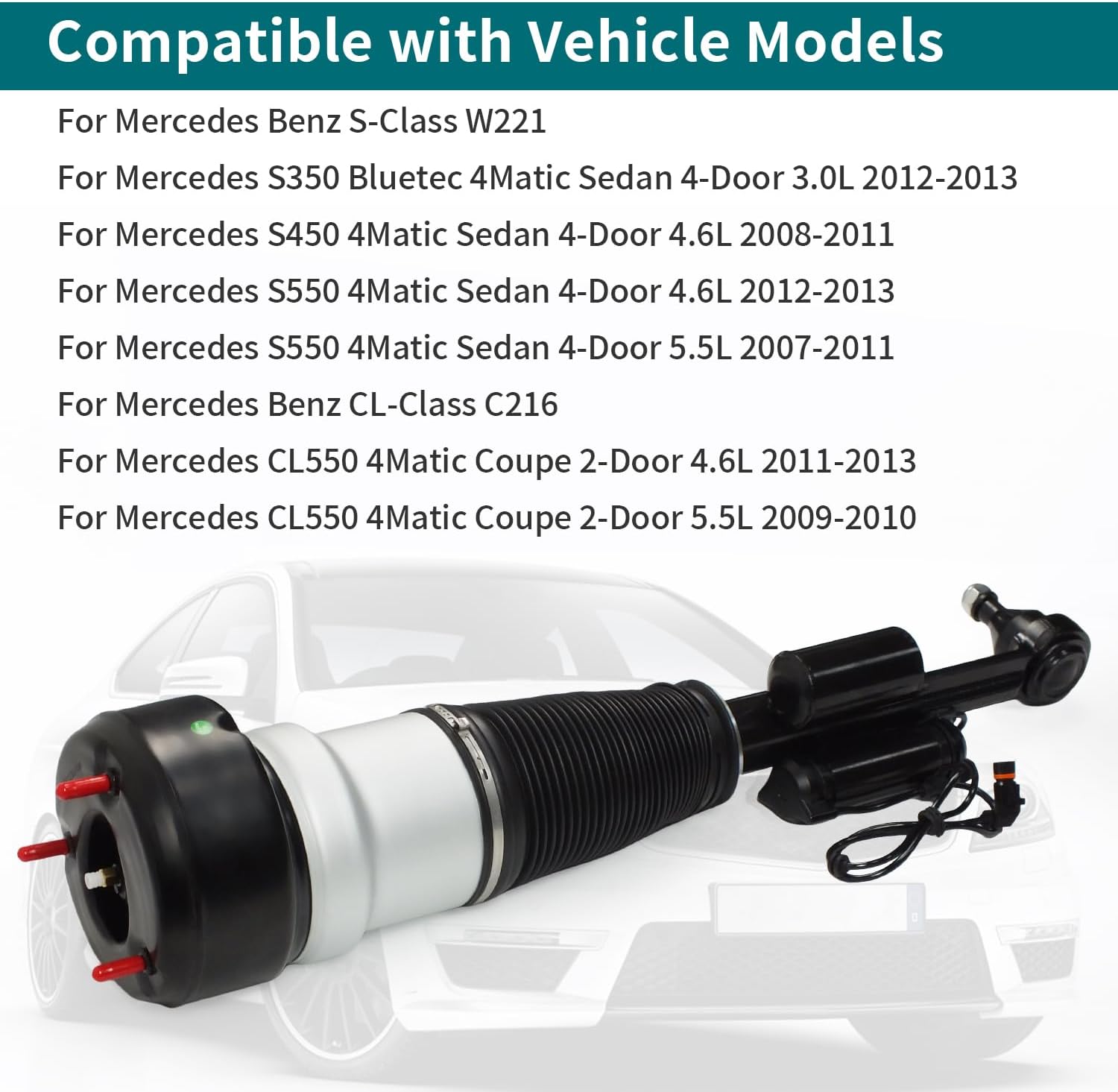 Front Right Air Suspension Shock Absorber Strut 2213201838 for Mercedes-Benz S550 S450 S350 CL550 2007-2013 4MATIC AWD OE 2213200538