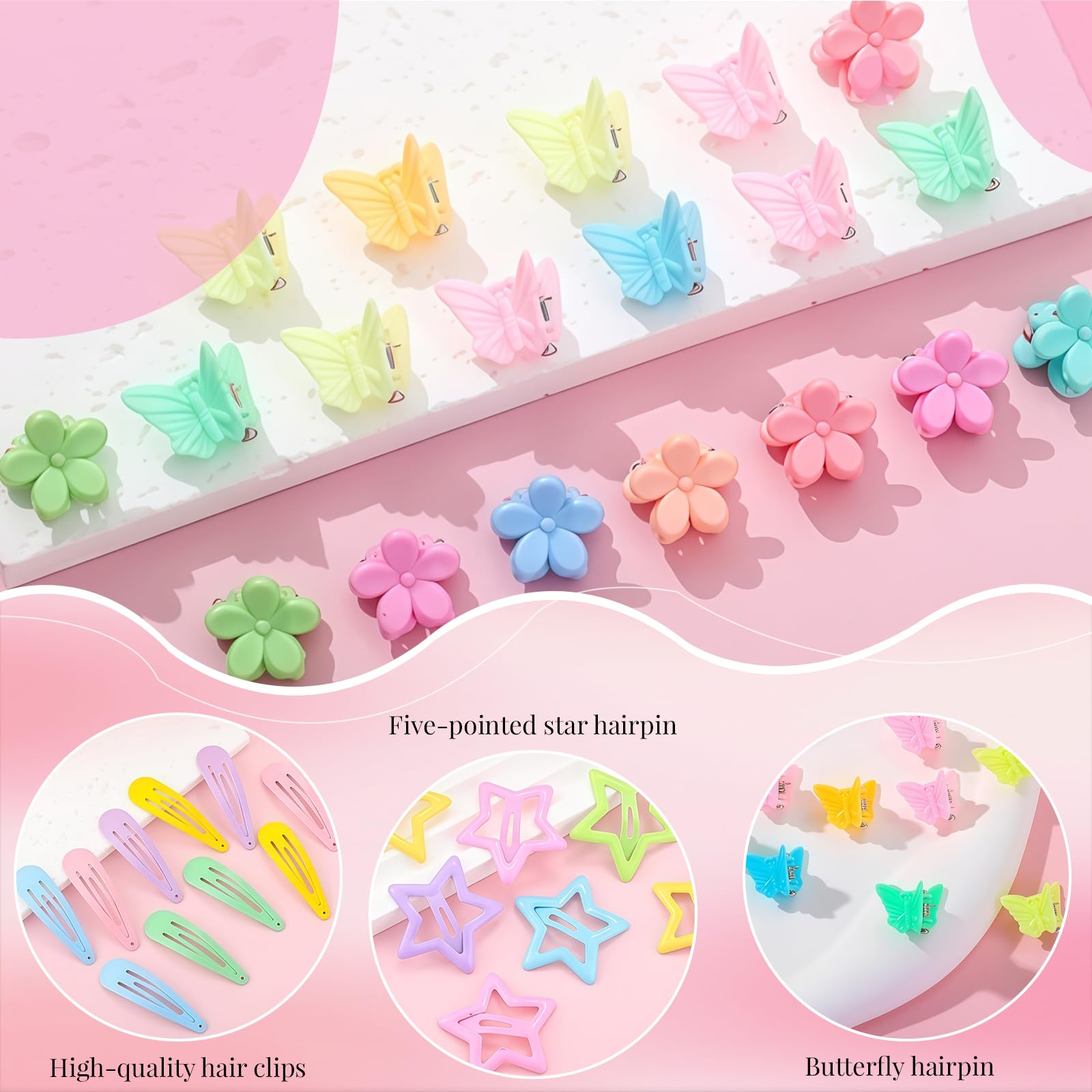 Vesavifaka Hair Accessories for Girls 1695 Pcs Toddler Hair Ties Elastic Hair Ties with Hair Clips Hair Tail Tools - Image 3