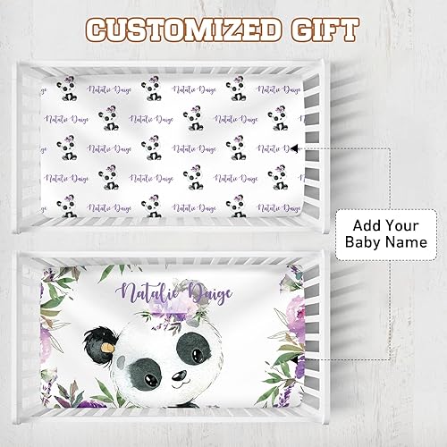 Miniatura 3 de Sábanas personalizadas para cuna, paquete de 2  Sábanas portátiles para cuna con nombre, juego de ropa de cama de guardería para niñas  Juego de