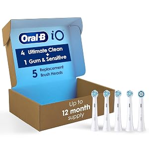 Oral-B iO Ultimate Clean Replacement Brush Heads 5 Count 4 Ultimate Clean 1 Gum Sensitive White