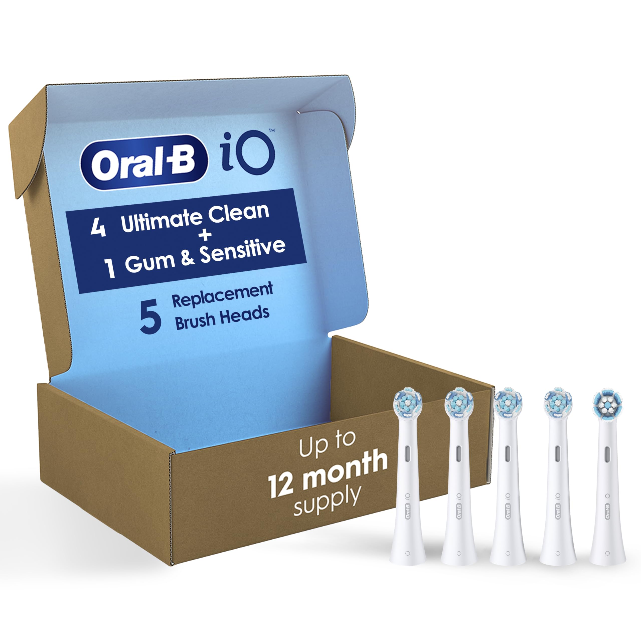 Oral-B iO Ultimate Clean Replacement Brush Heads, 5 Count, 4 Ultimate Clean + 1 Gum & Sensitive WhiteOral-B iO Ultimate Clean Replacement Brush Head…
