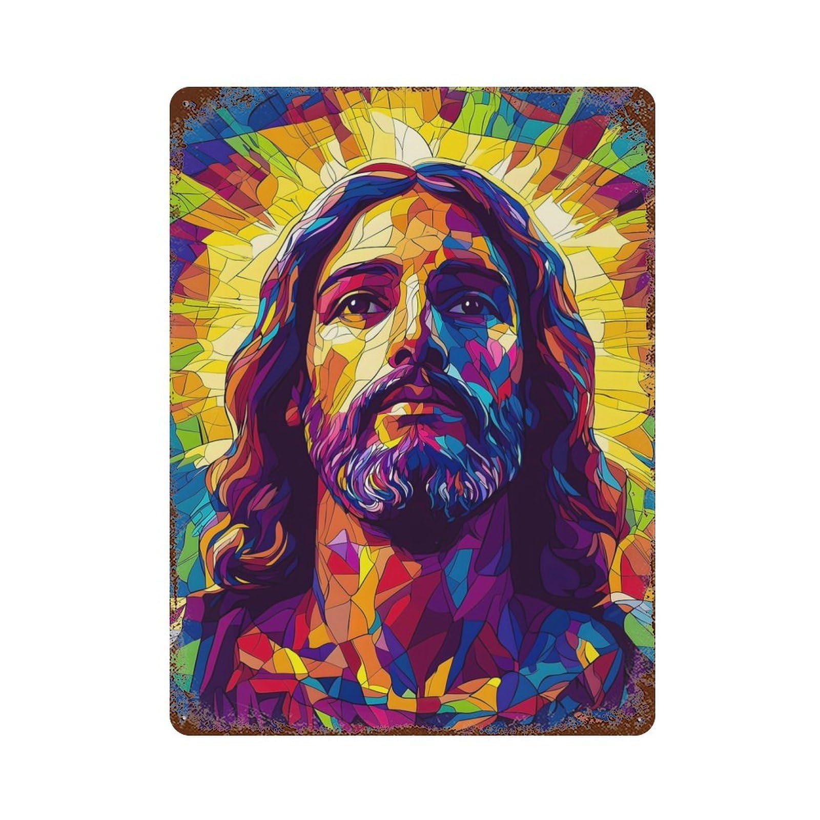 Rust Effect Jesus Christ Resurrection Easter Weathered Tin Sign 15.7"x11.8", Retro Wall Decor for Garage, Bar And Workshop Decor