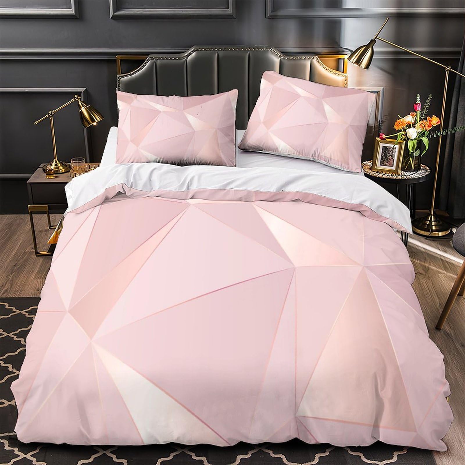 Housse de couette vintage nœuds roses pour chambre adulte