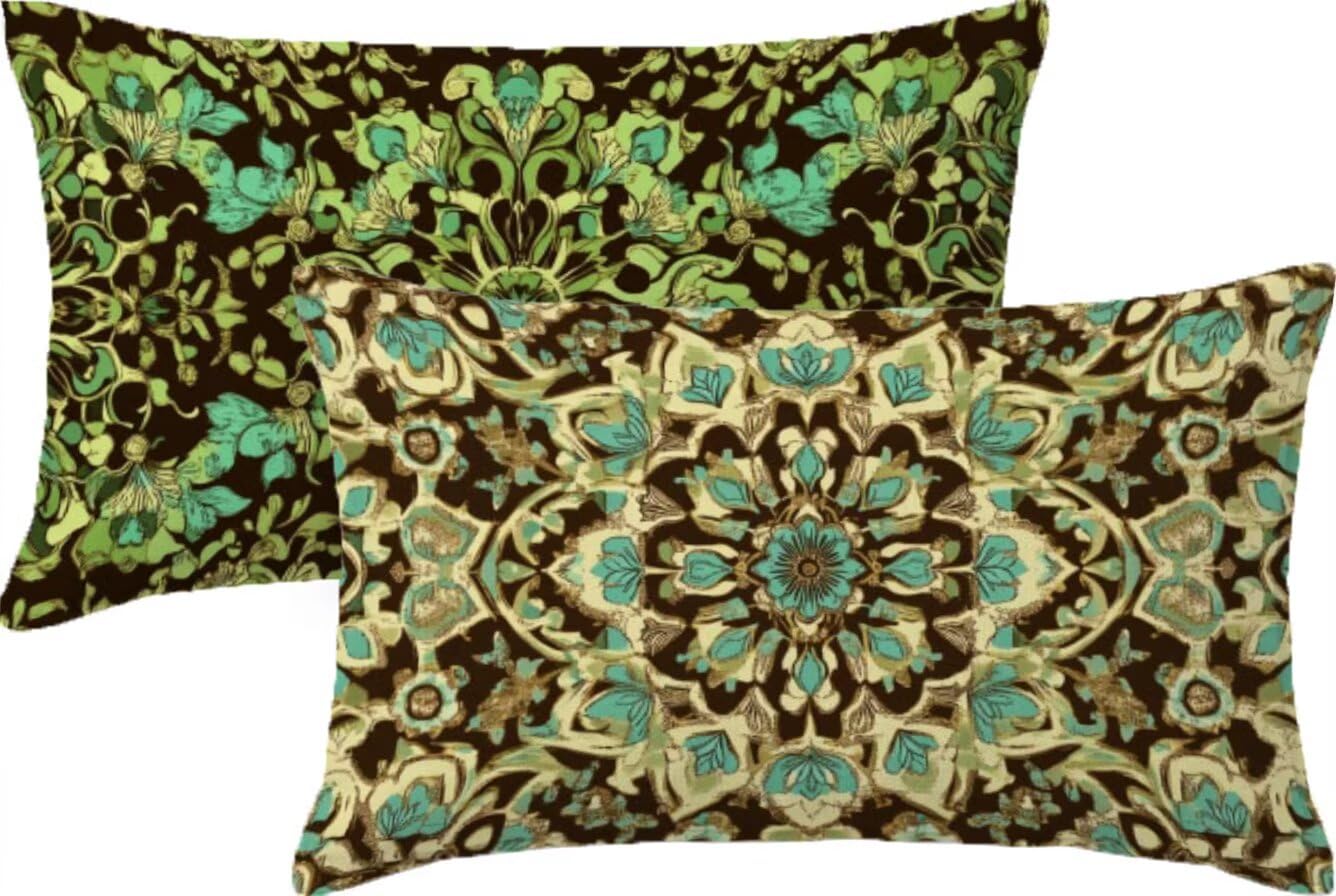 Housse de coussin imperméable 60x30 vert extérieur lot de 2 pour jardin